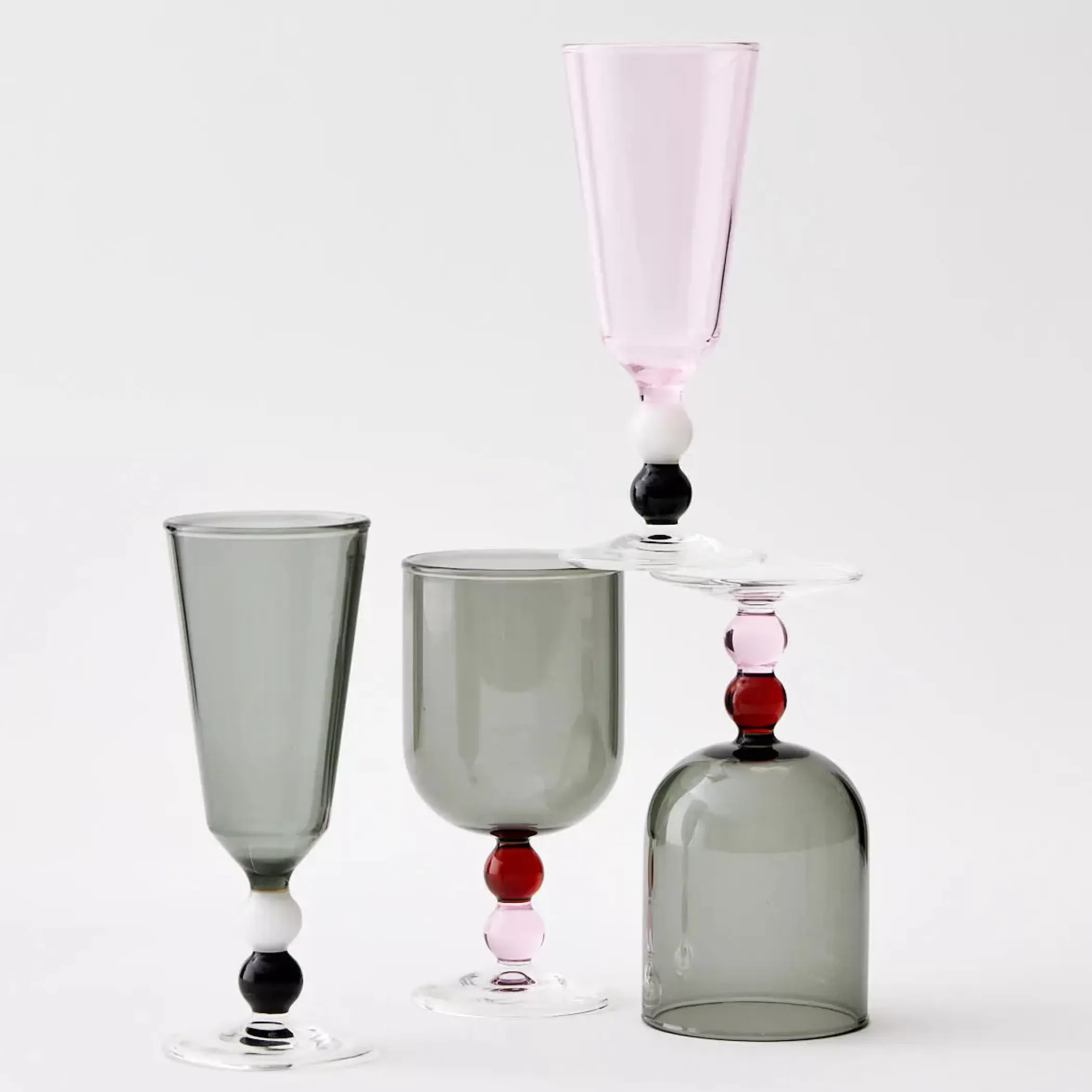 Drink & Barware | GigiandTom Allegra Wine Glass Duo Smoke