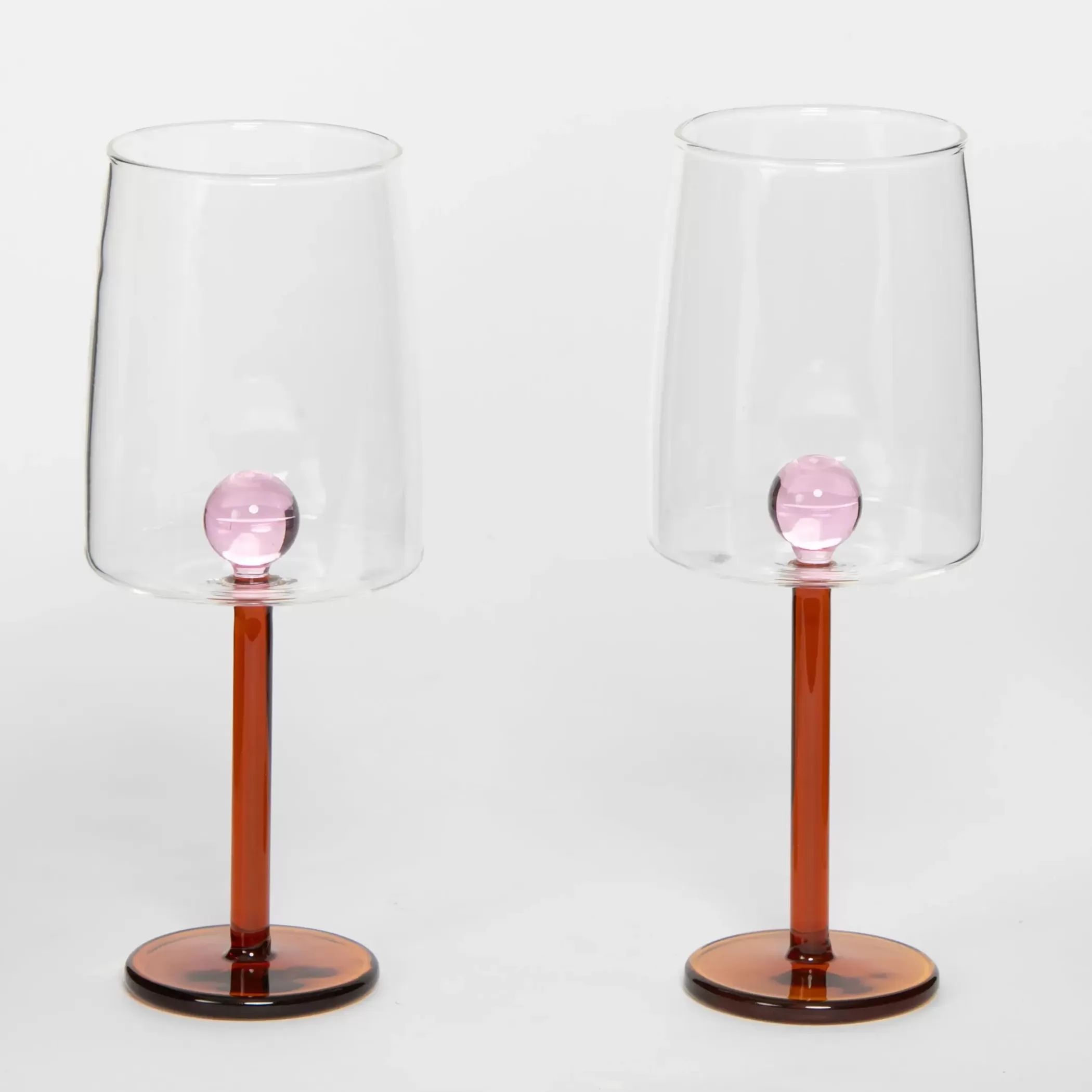 Drink & Barware | GigiandTom Beaux Wine Glass Set of 2 Pink/Amber