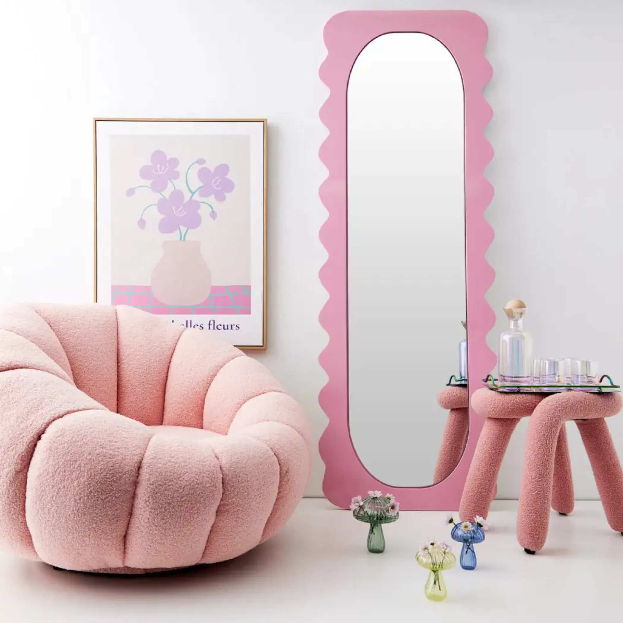 Furniture, Mirrors & Lighting | GigiandTom Berber Stool Boucle Pink