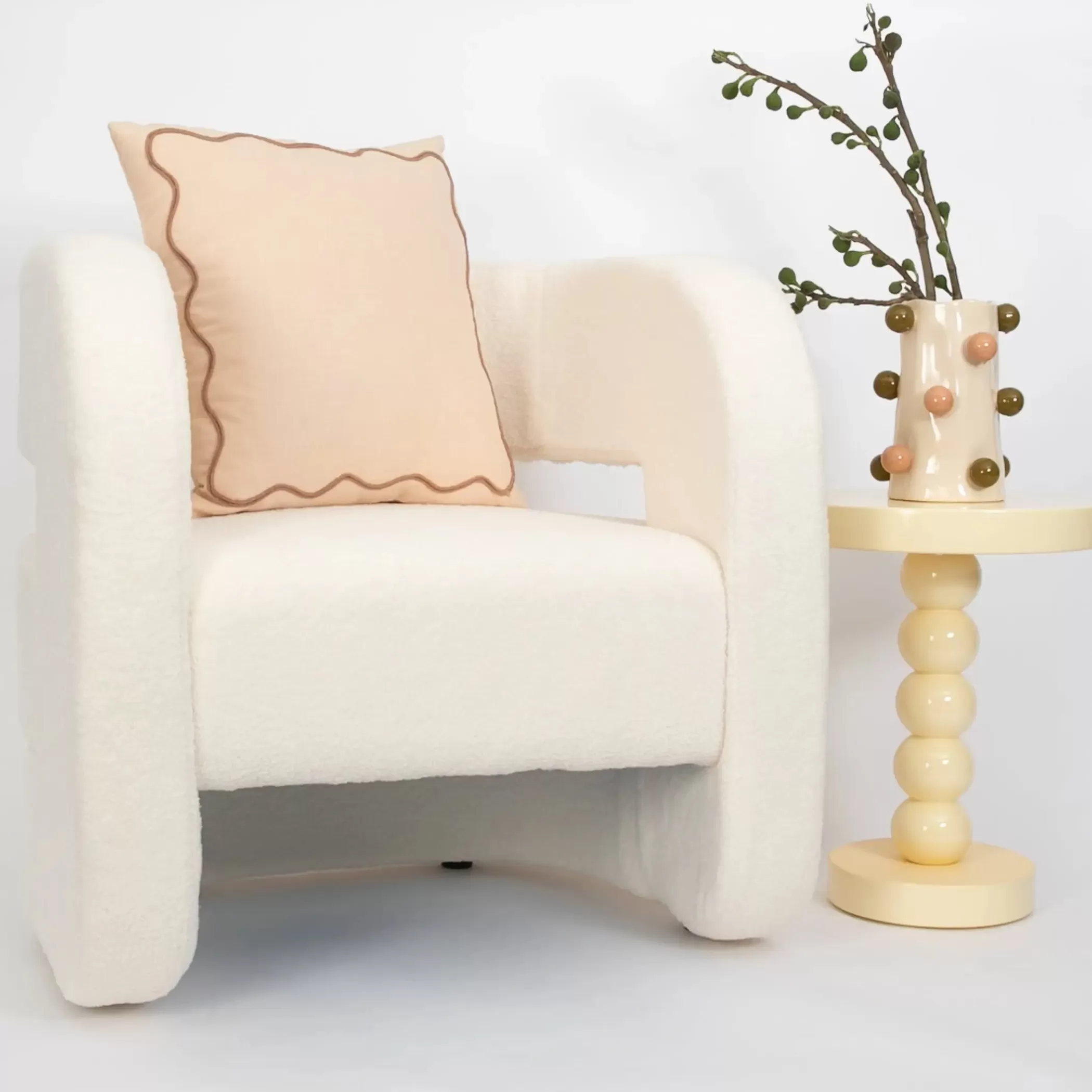 Furniture, Mirrors & Lighting | GigiandTom Boucle Club Chair Off White