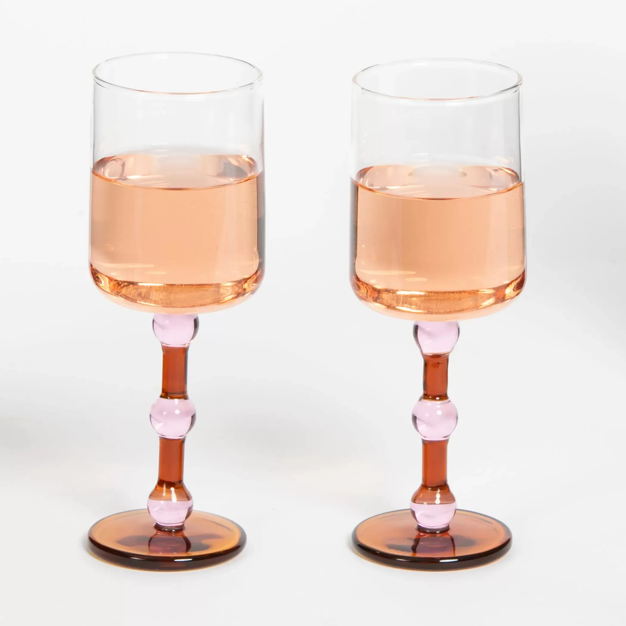 Drink & Barware | GigiandTom Bowline Wine Glass Set of 2 Pink/Amber