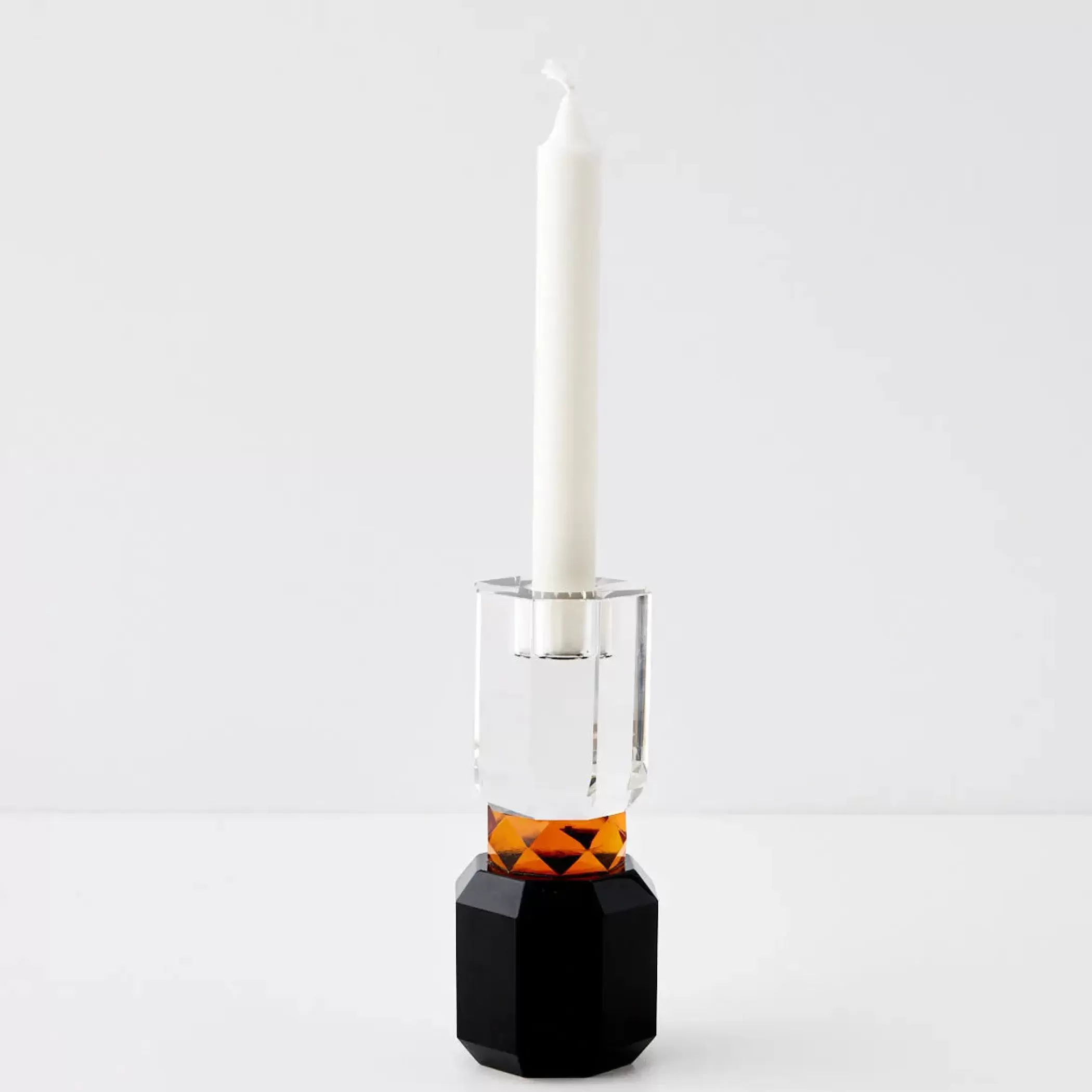 Candles & Candle Holders | GigiandTom Brilliant Crystal Taper Candle Holder Clear Black