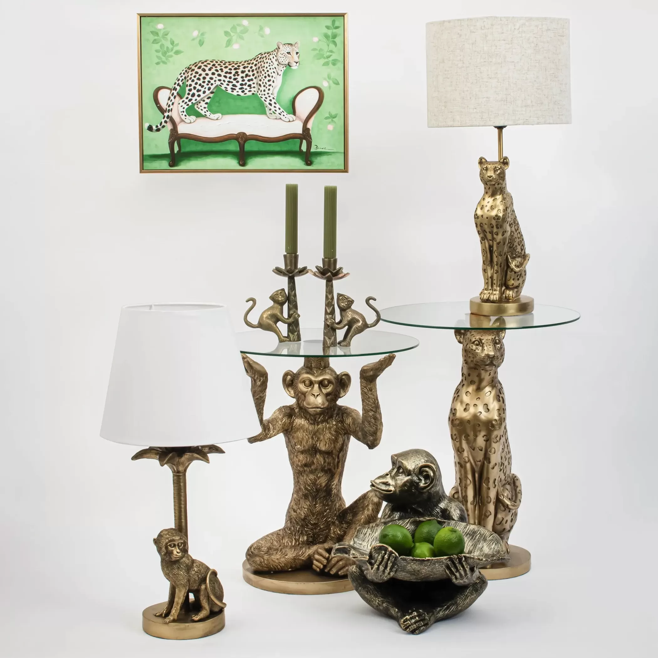 Furniture, Mirrors & Lighting | GigiandTom Charlie Chimp Resin Table Lamp Gold