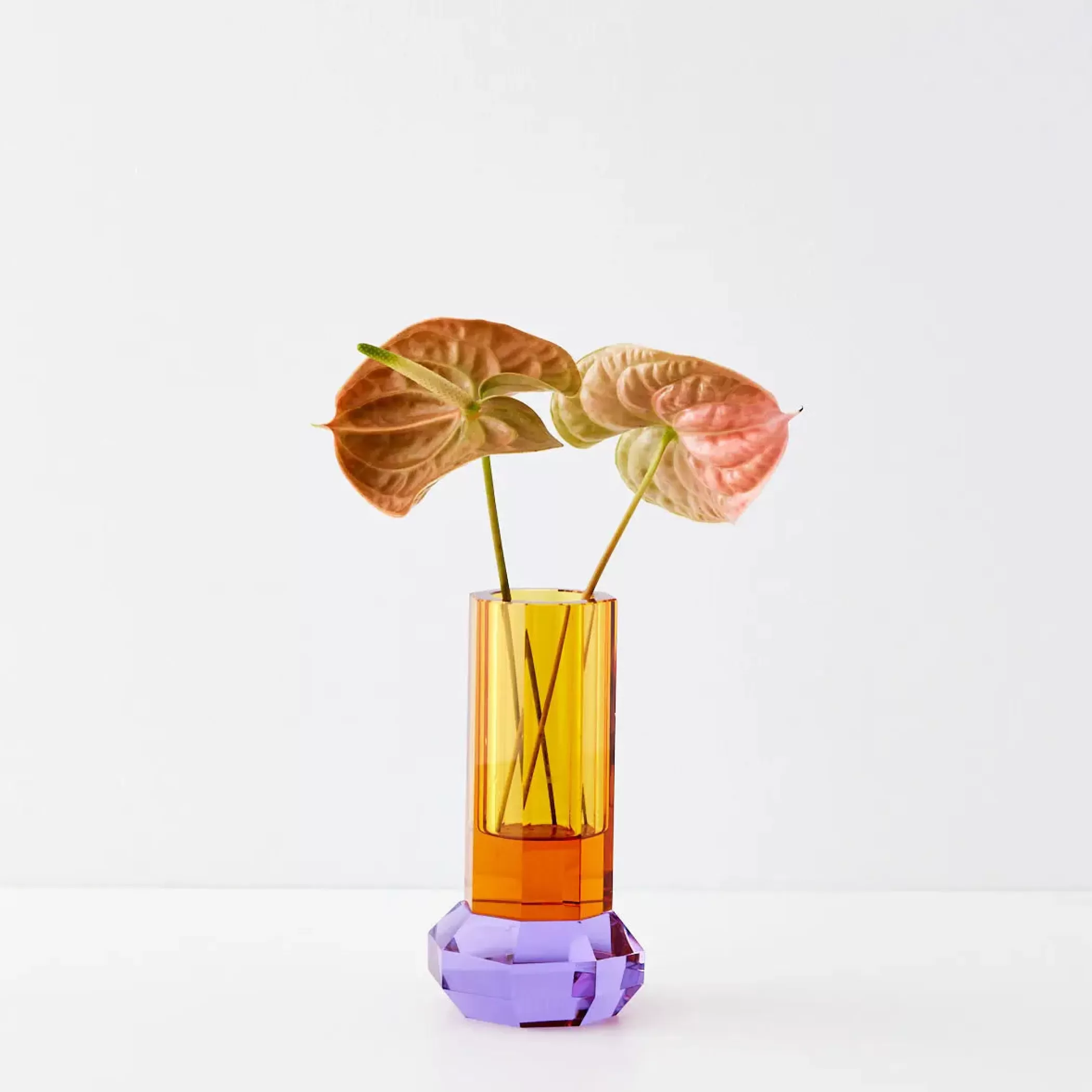 Vases & Planters | GigiandTom Cushion Crystal Cut Coloured Vase Amber