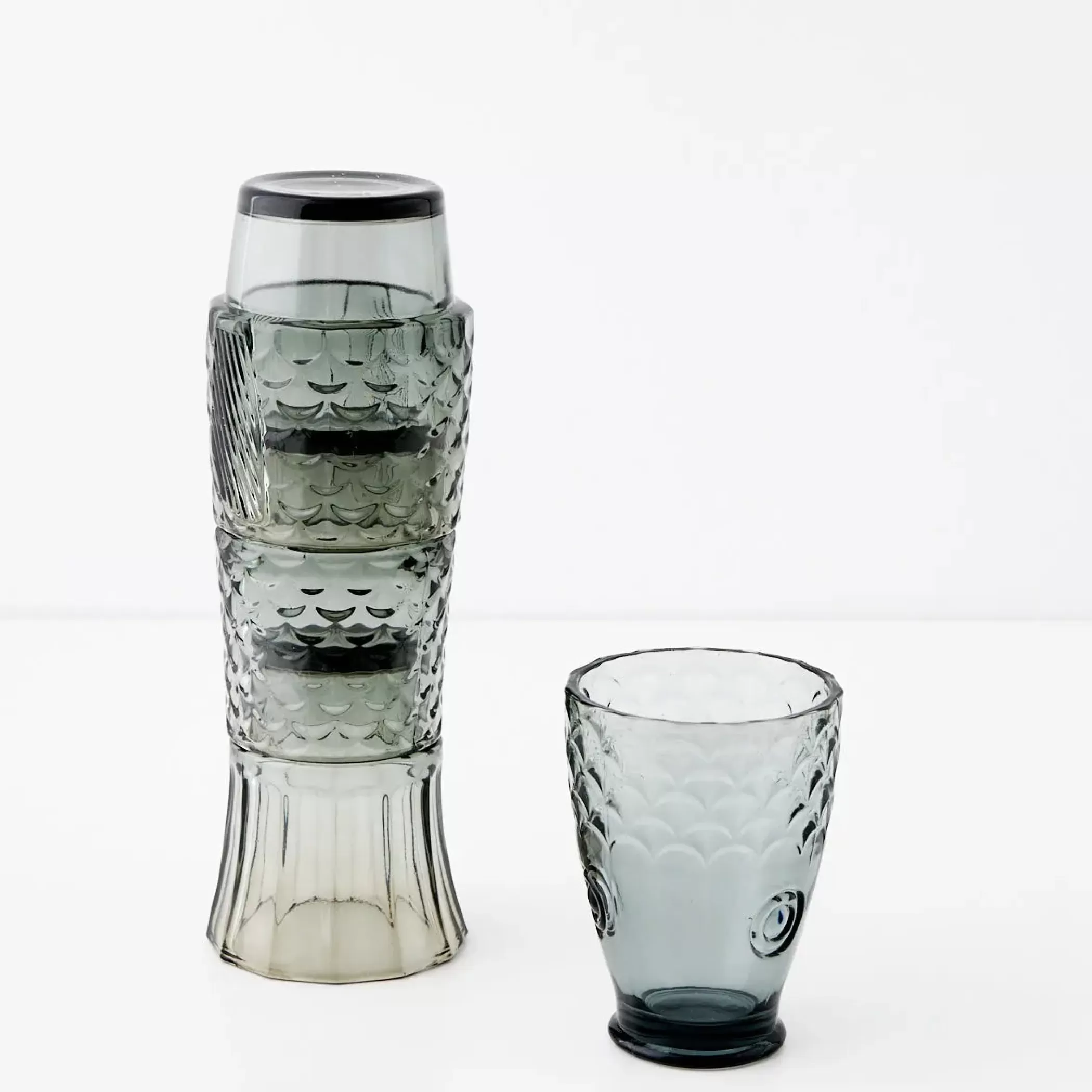 Drink & Barware | GigiandTom Fish Stackable Glass Set of 4 Grey