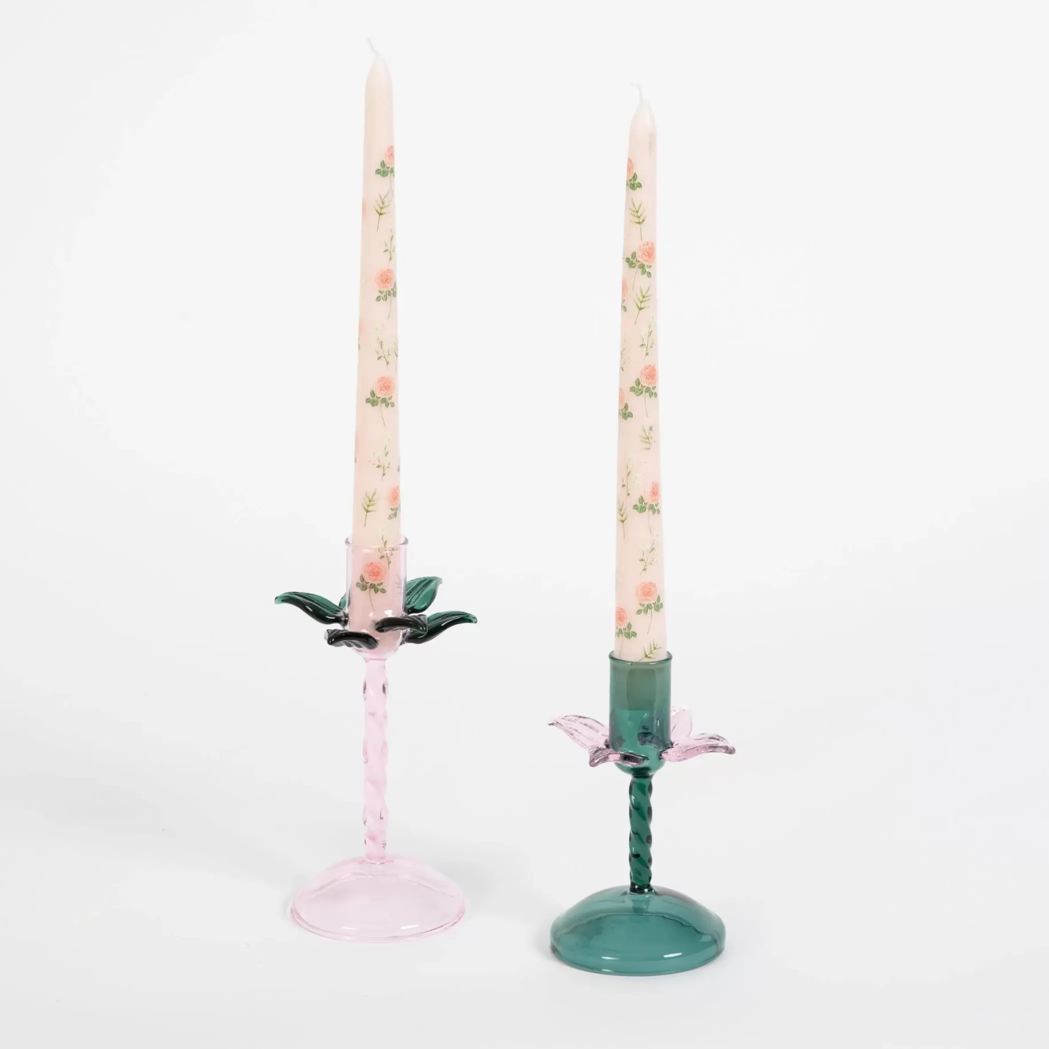 Candles & Candle Holders | GigiandTom Fleur Glass Candle Holder Set of 2