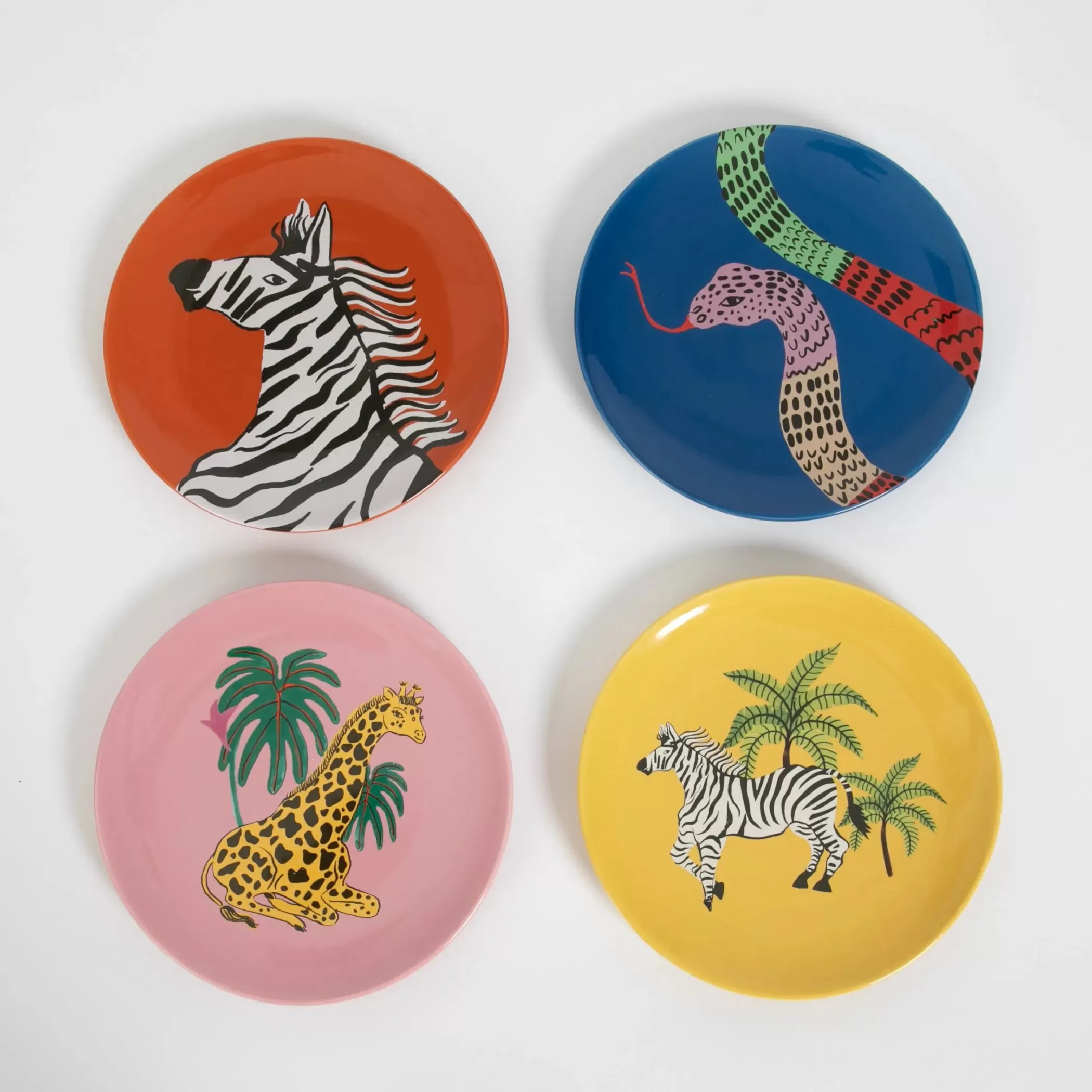 Kitchen & Dining | GigiandTom Jungle Rumble Assorted Ceramic Plate Set of 4