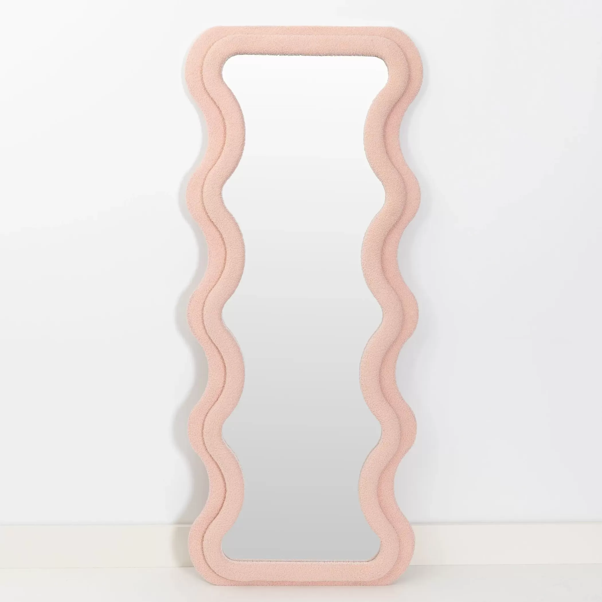 Furniture, Mirrors & Lighting | GigiandTom Kinked Wavy Boucle Full Length Mirror Pink