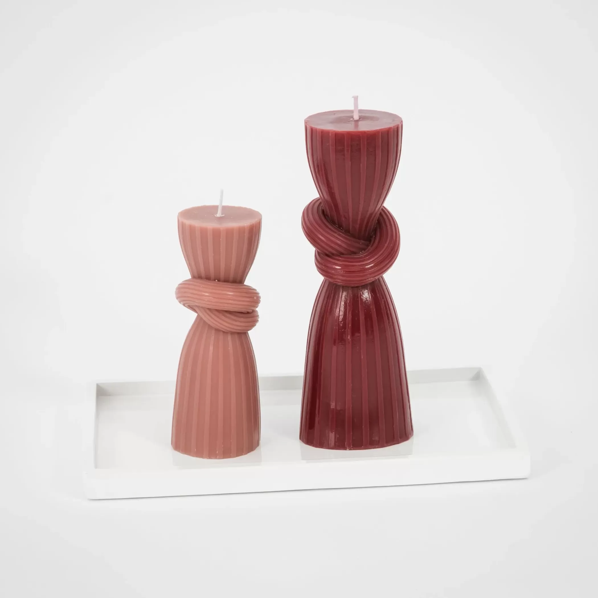 Candles & Candle Holders | GigiandTom Knotted Pillar Candle Assorted 2 Pack Dusty Rose