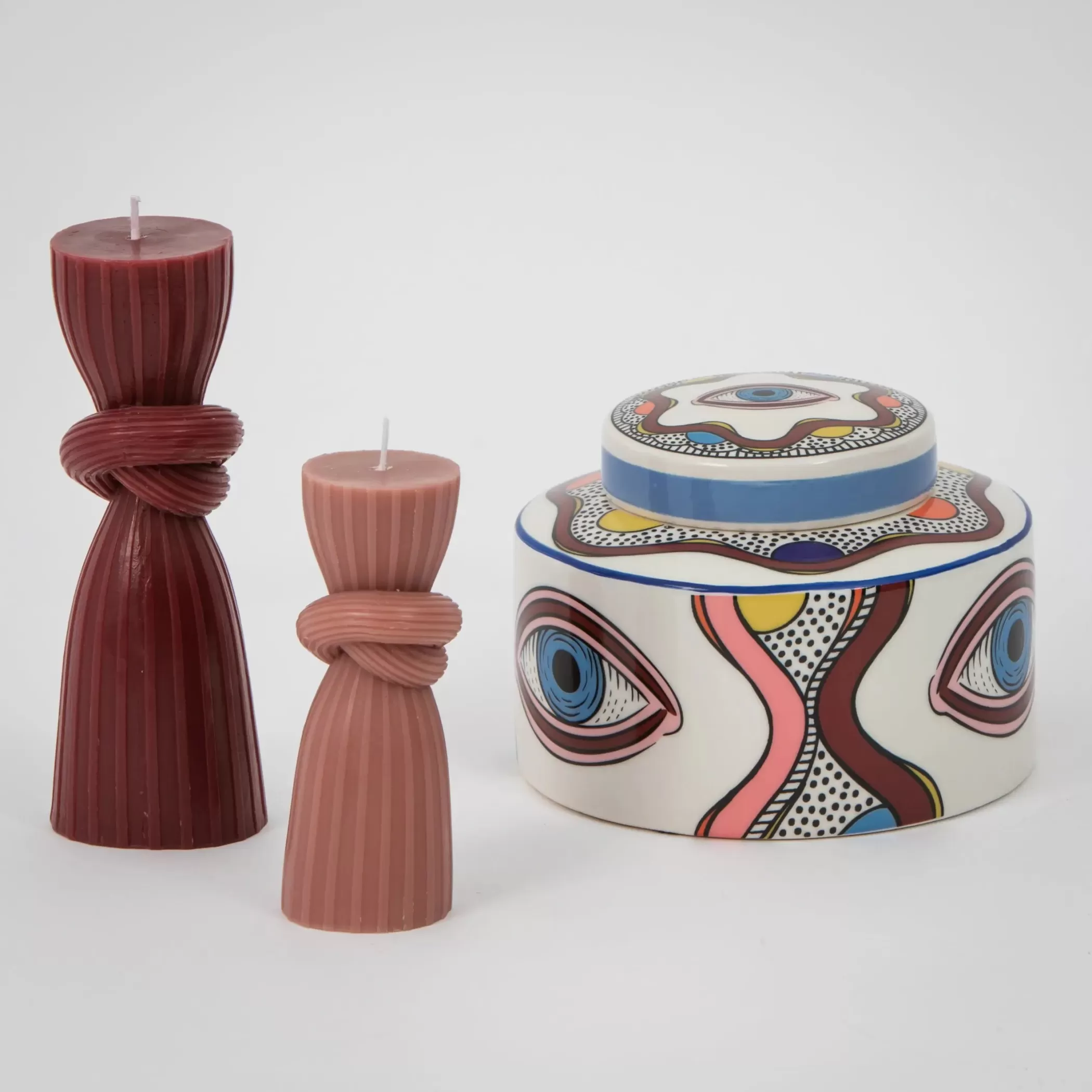 Candles & Candle Holders | GigiandTom Knotted Pillar Candle Assorted 2 Pack Dusty Rose