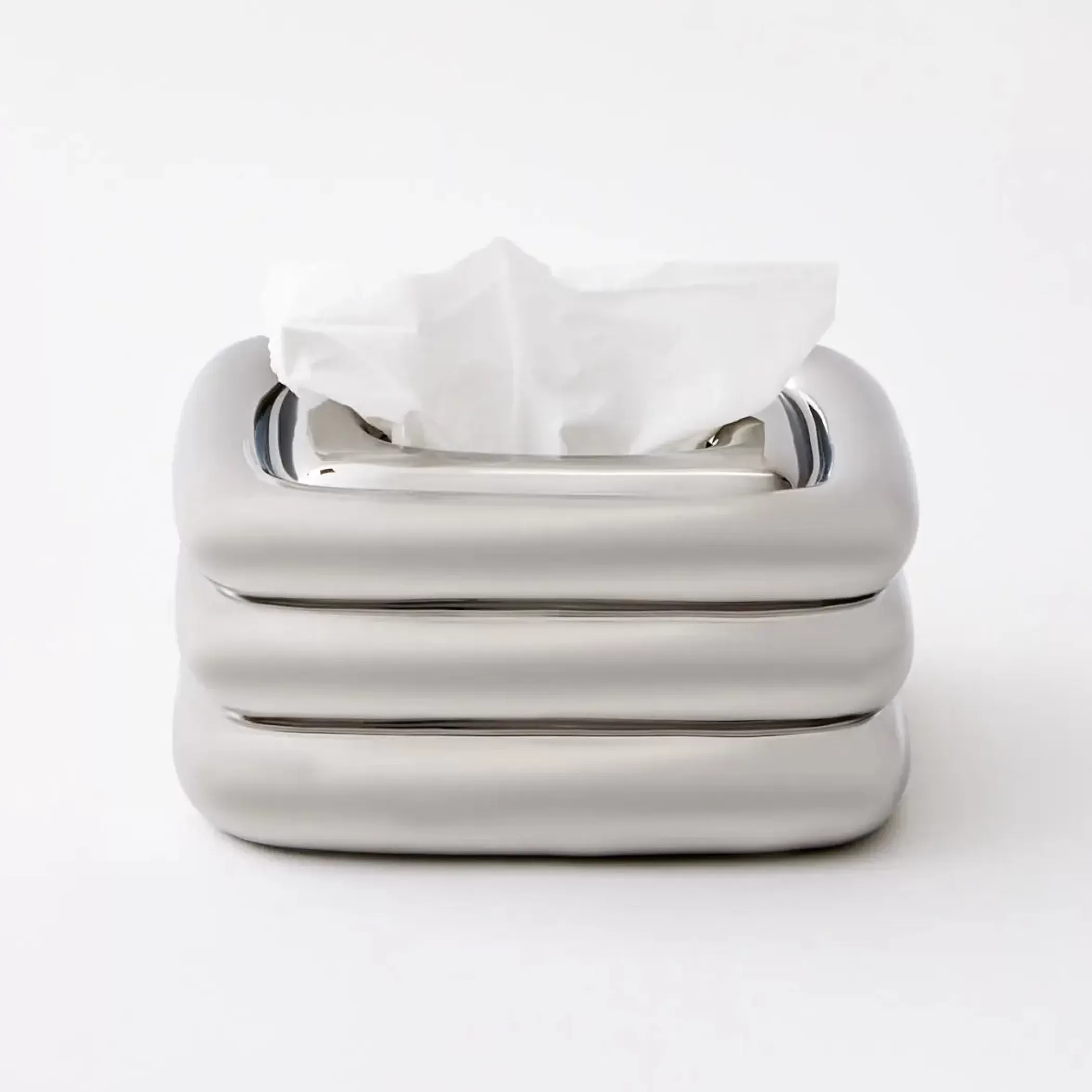 Decor | GigiandTom Layered Ceramic Tissue Box Cover Chrome