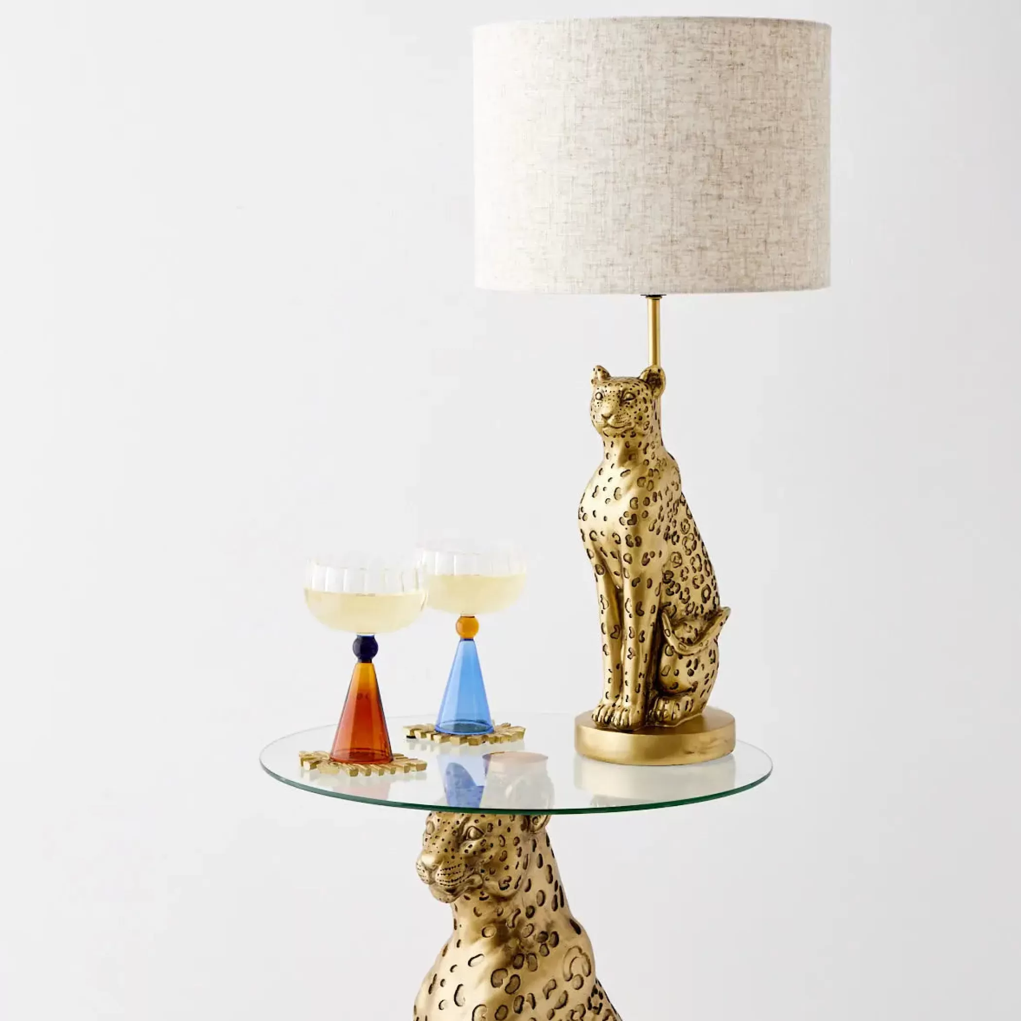 Furniture, Mirrors & Lighting | GigiandTom Leon Leopard Resin Table Lamp Gold