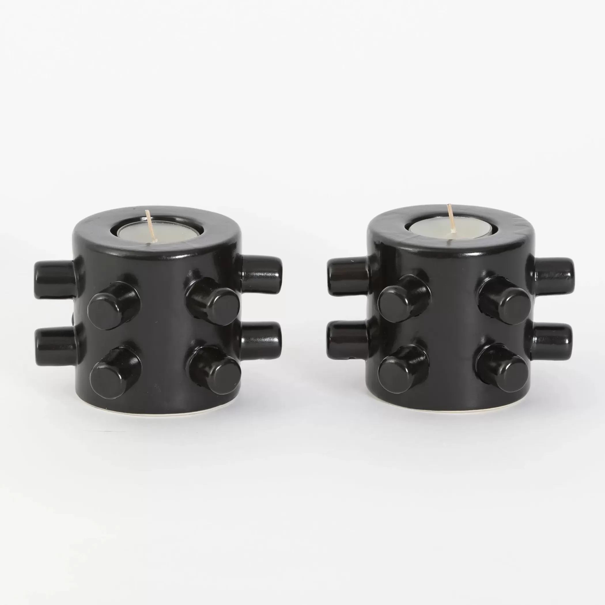 Candles & Candle Holders | GigiandTom Notch Ceramic Tealight Candle Holder Set of 2 Black