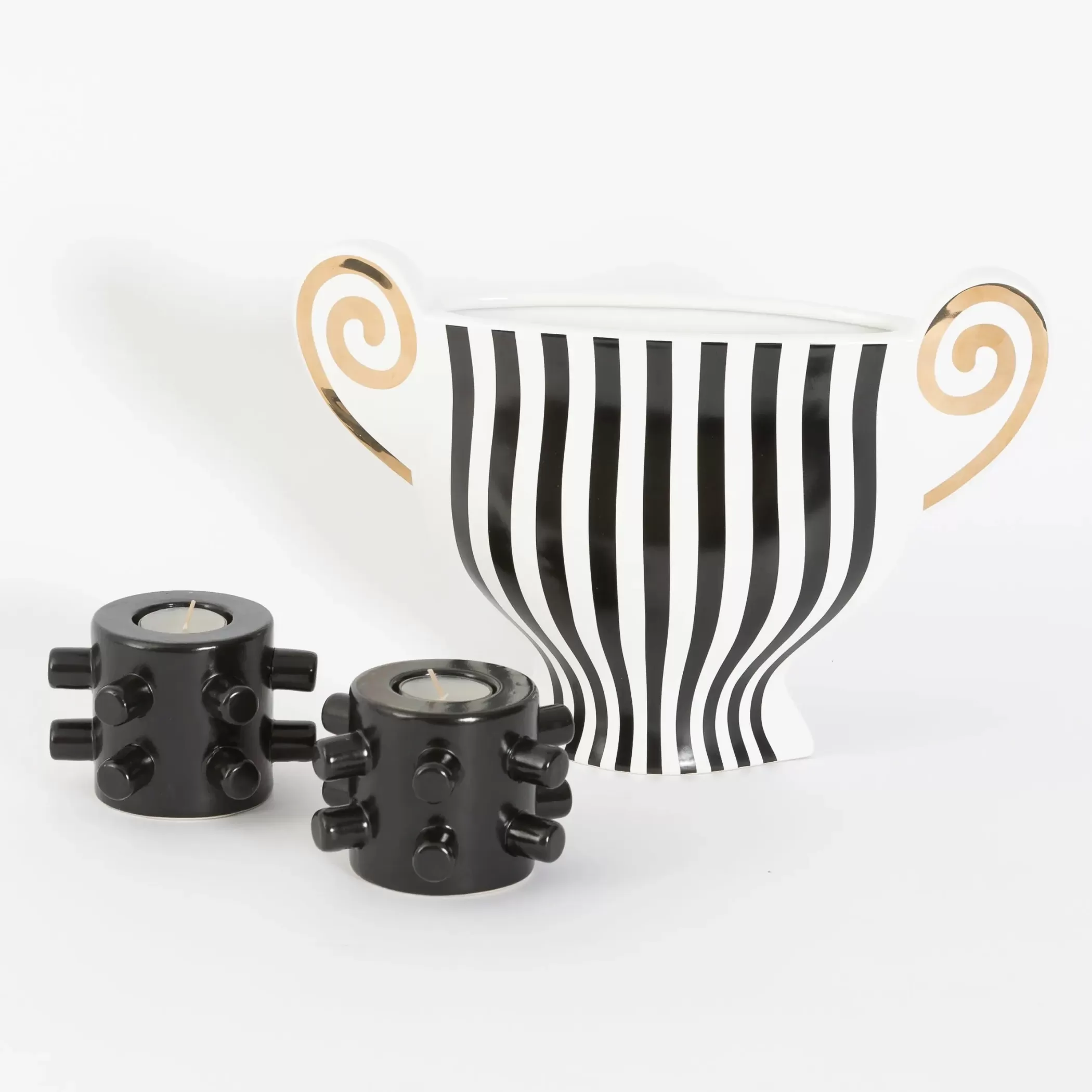 Candles & Candle Holders | GigiandTom Notch Ceramic Tealight Candle Holder Set of 2 Black