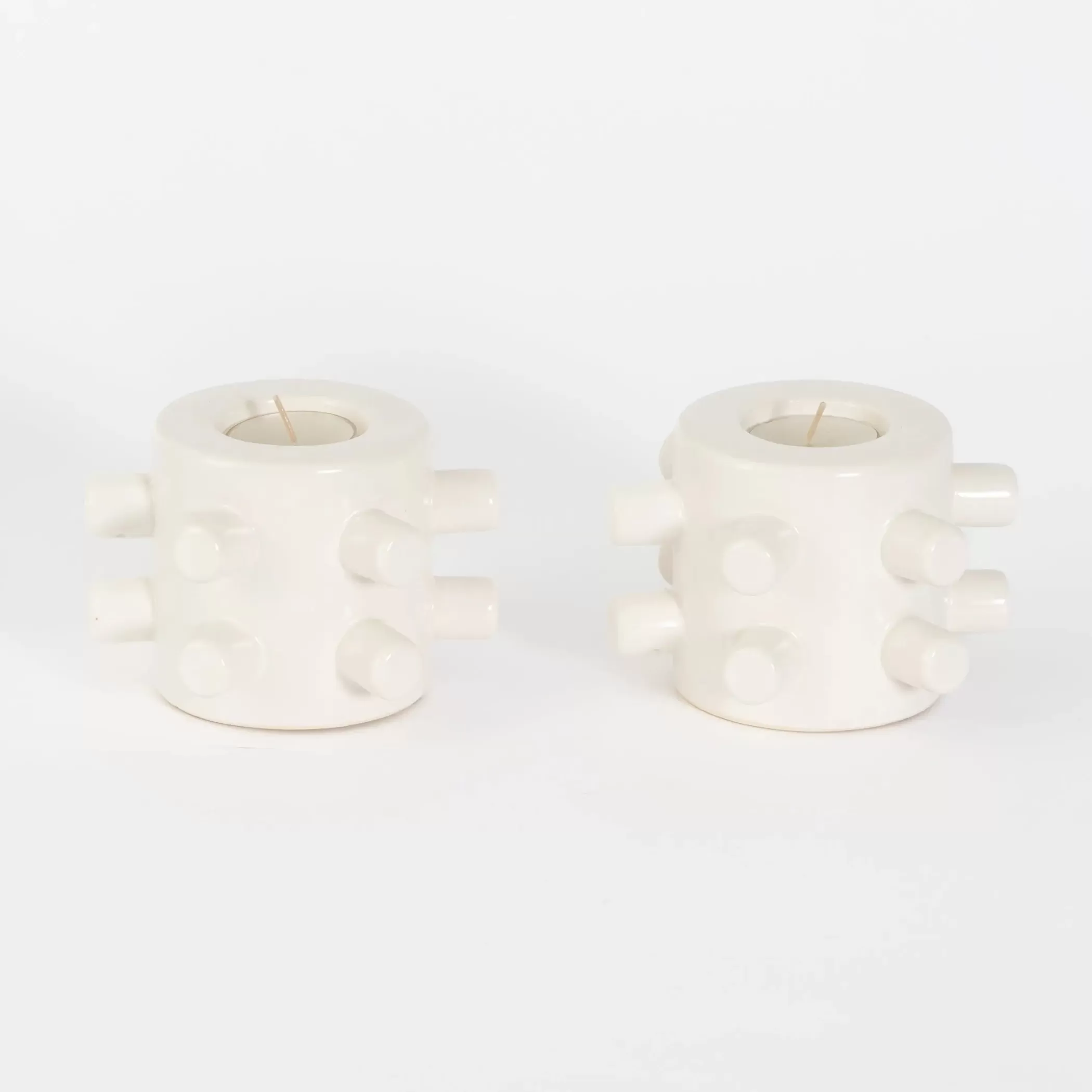 Candles & Candle Holders | GigiandTom Notch Ceramic Tealight Candle Holder Set of 2 White