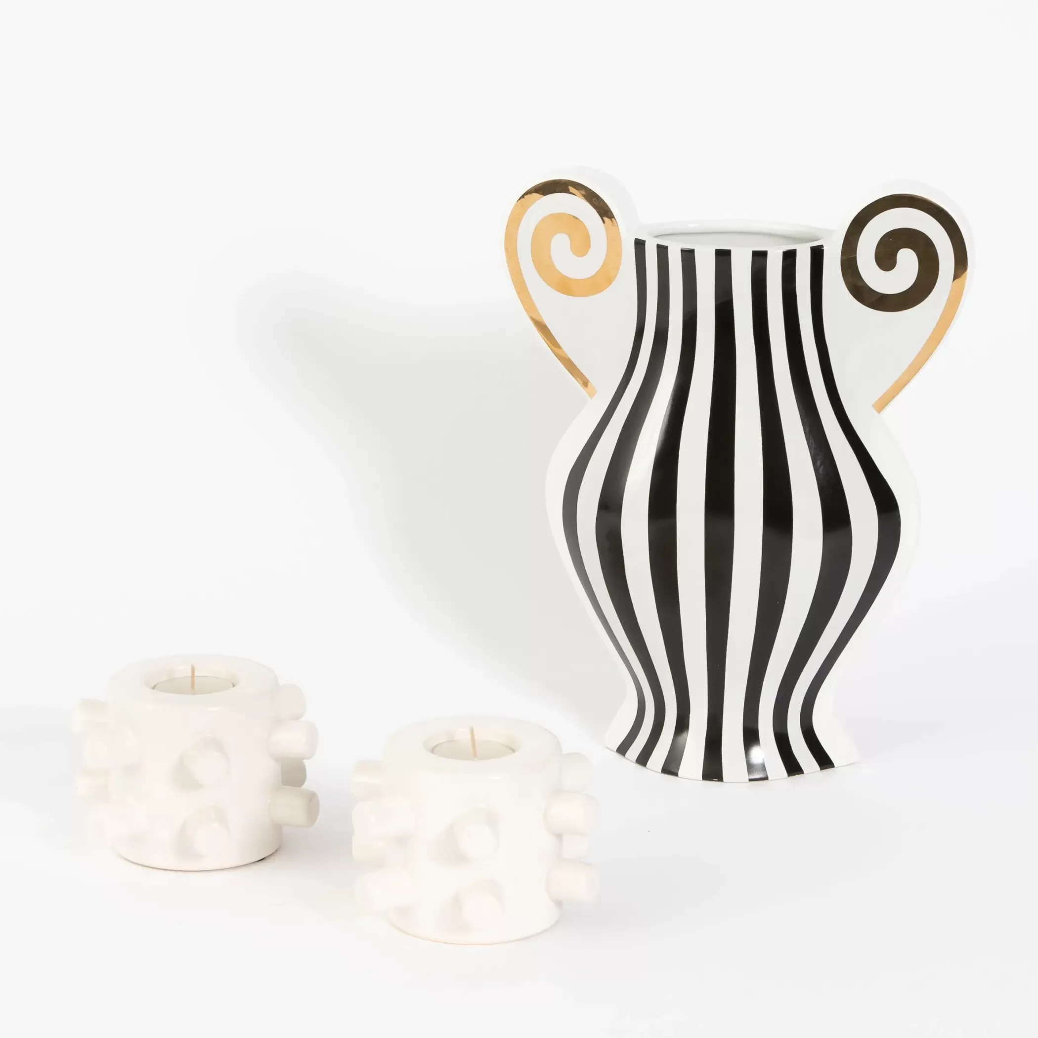 Candles & Candle Holders | GigiandTom Notch Ceramic Tealight Candle Holder Set of 2 White