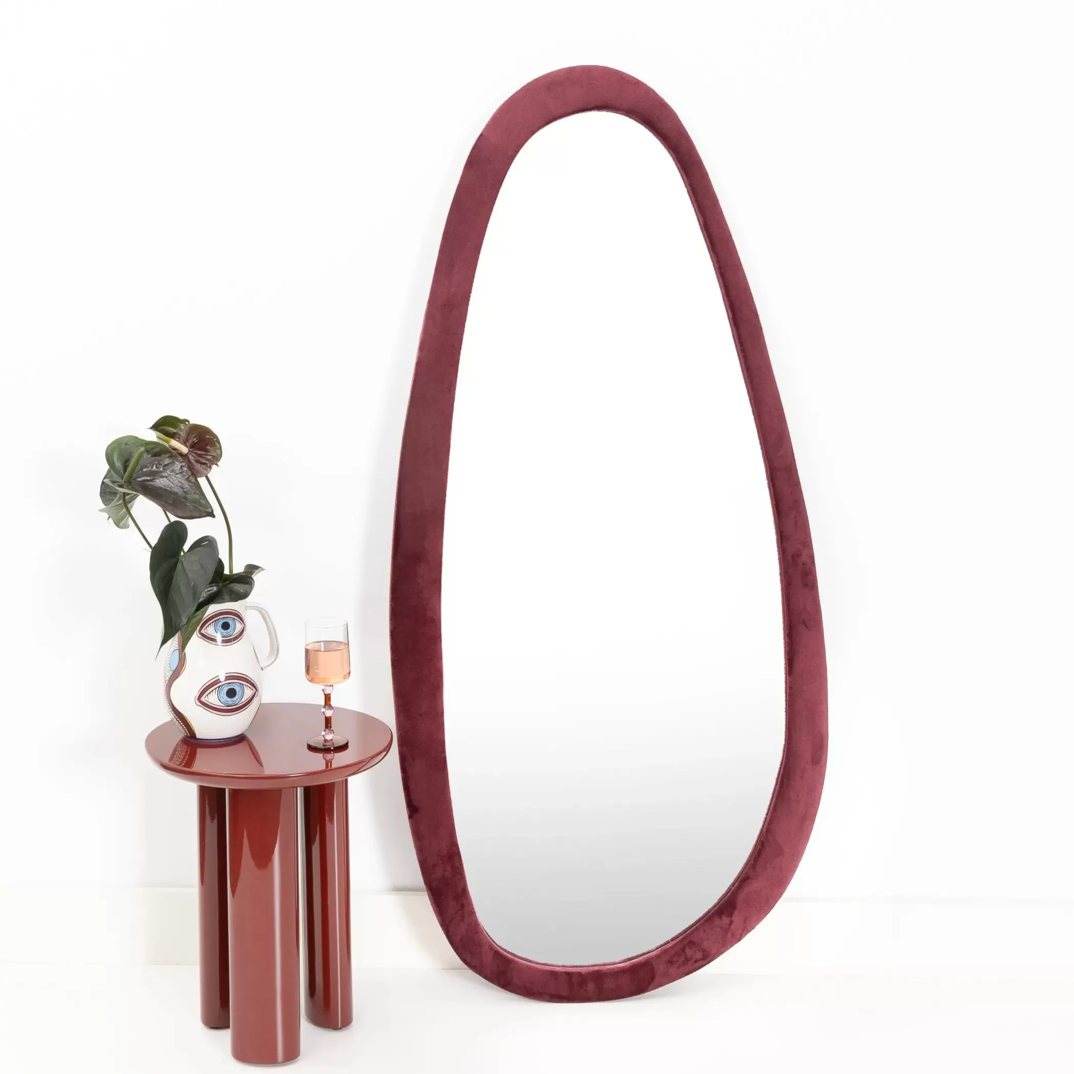 Furniture, Mirrors & Lighting | GigiandTom Pebble Velvet Full Length Mirror Oxblood