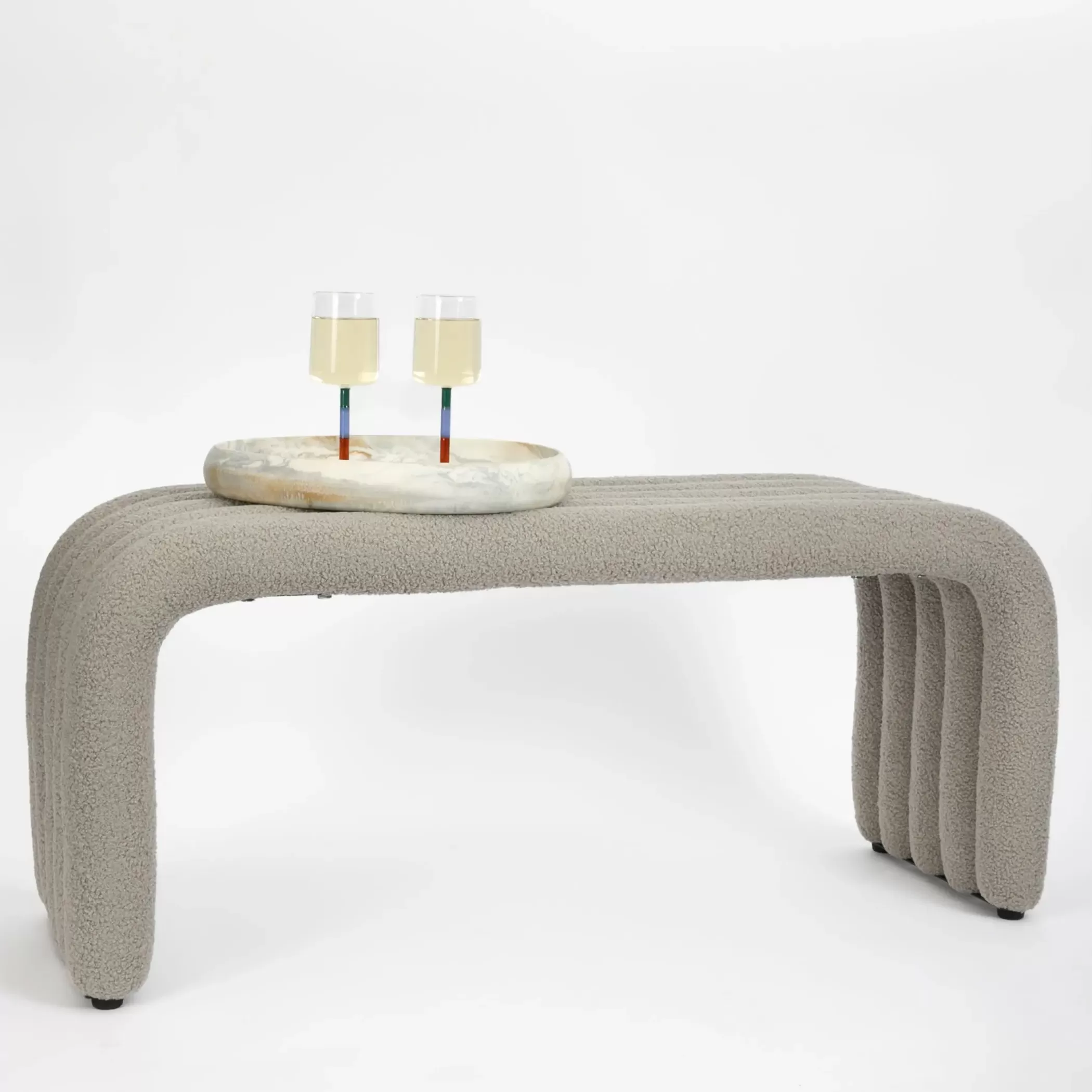 Furniture, Mirrors & Lighting | GigiandTom Pipe Dream Boucle Bench Seat Grey