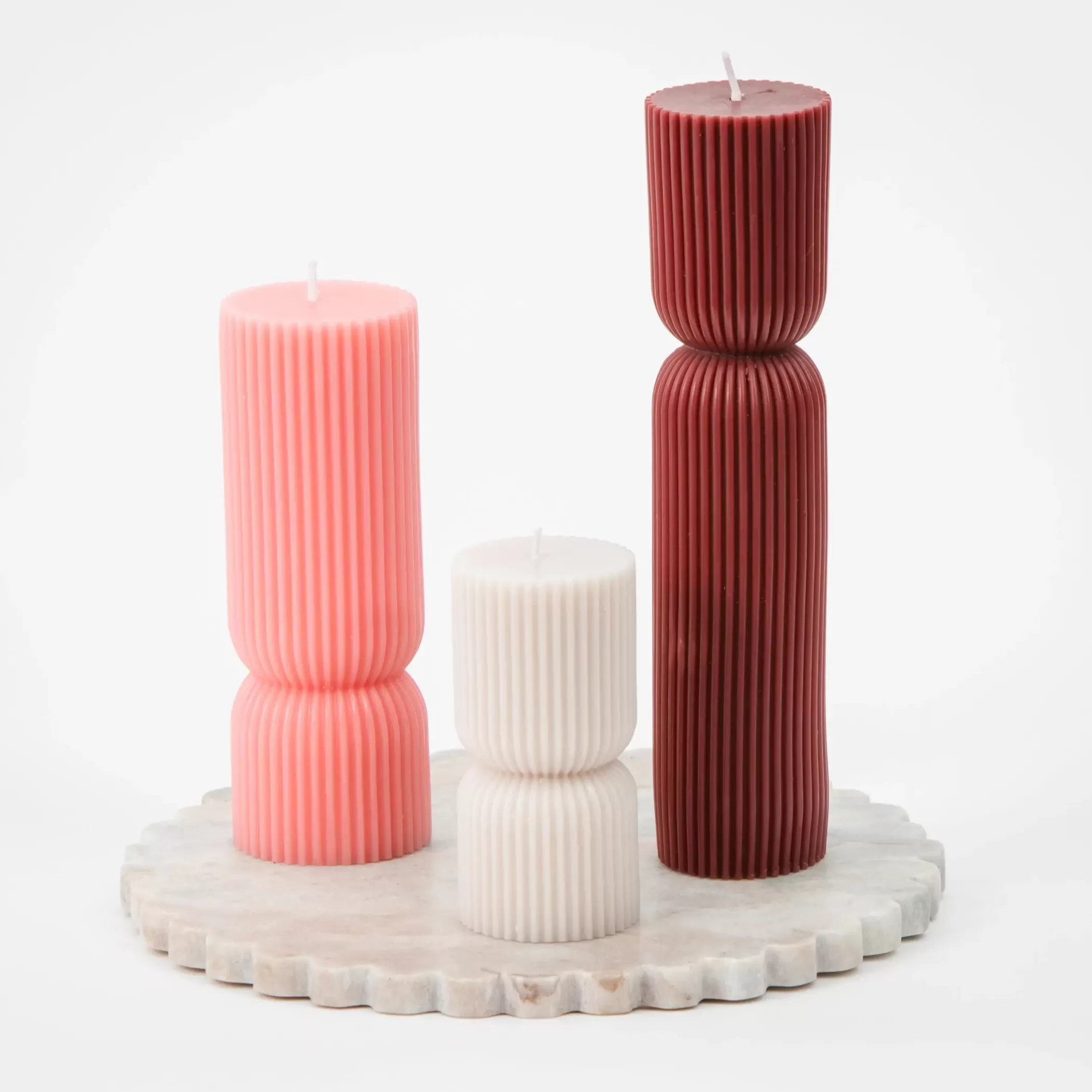 Candles & Candle Holders | GigiandTom Ribbed Hourglass Pillar Candle Assorted 3 Pack Neutrals