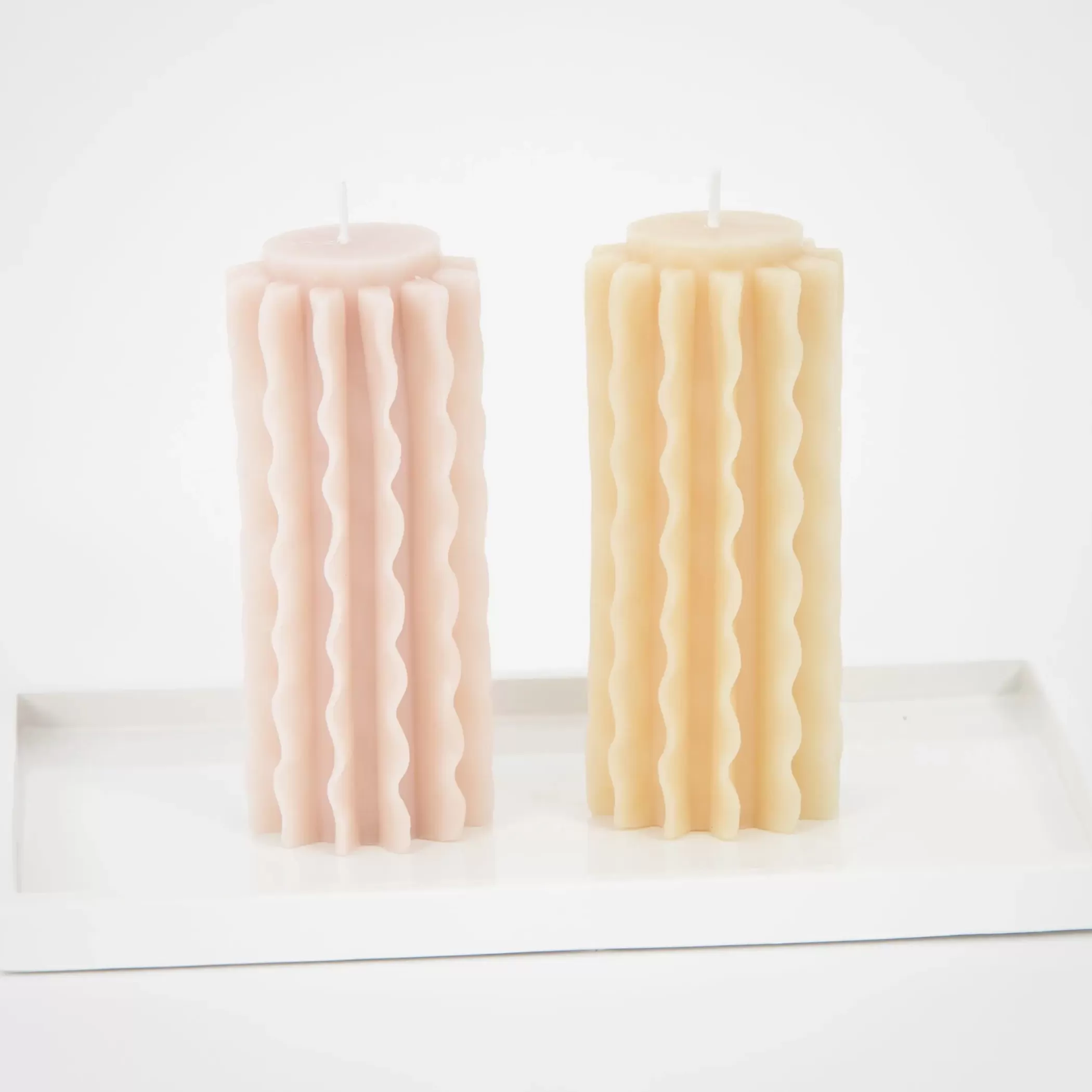 Candles & Candle Holders | GigiandTom Romantic Ripple Pillar Candle Assorted 2 Pack Pastels