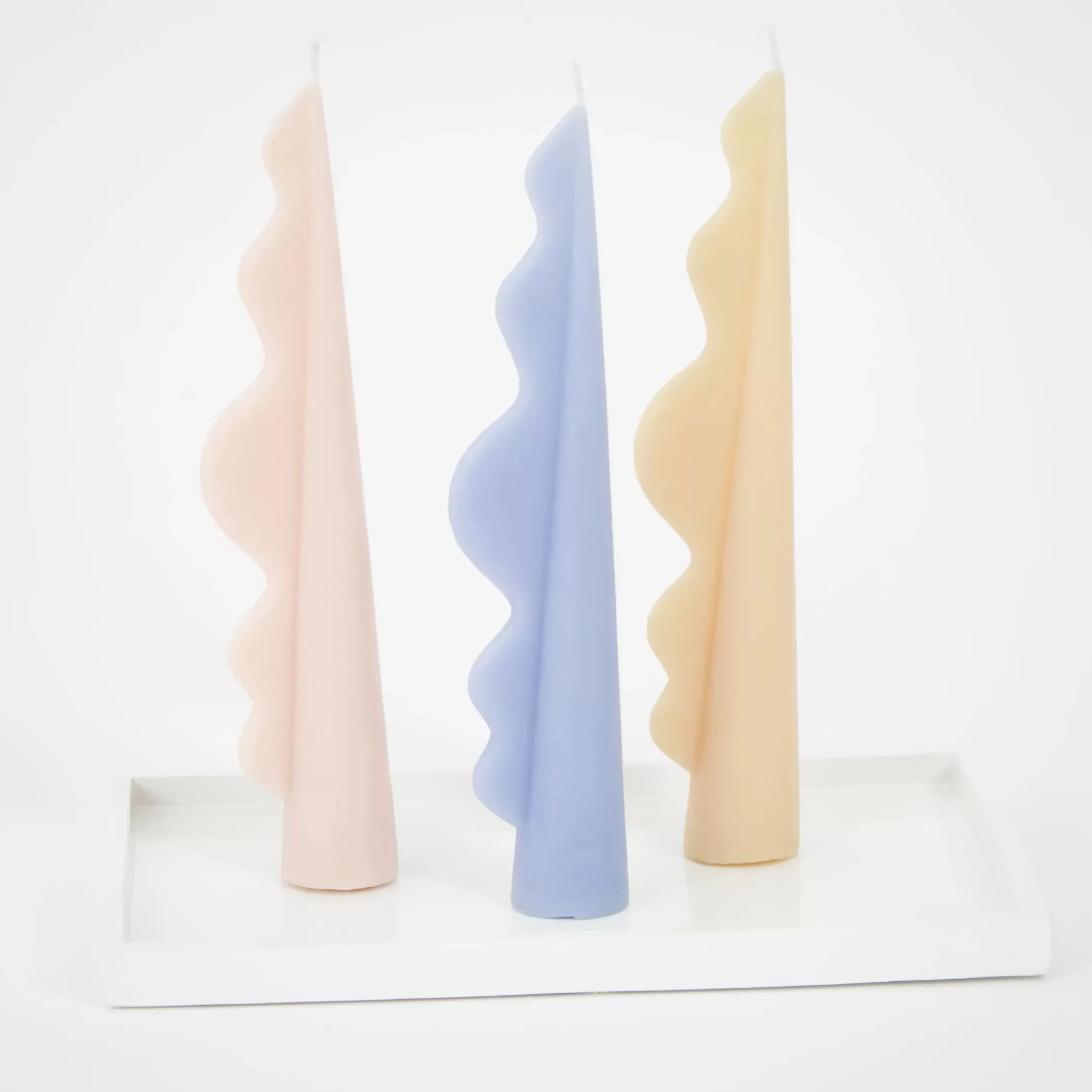 Candles & Candle Holders | GigiandTom Romantic Wave Pillar Candle Assorted 3 Pack Pastels