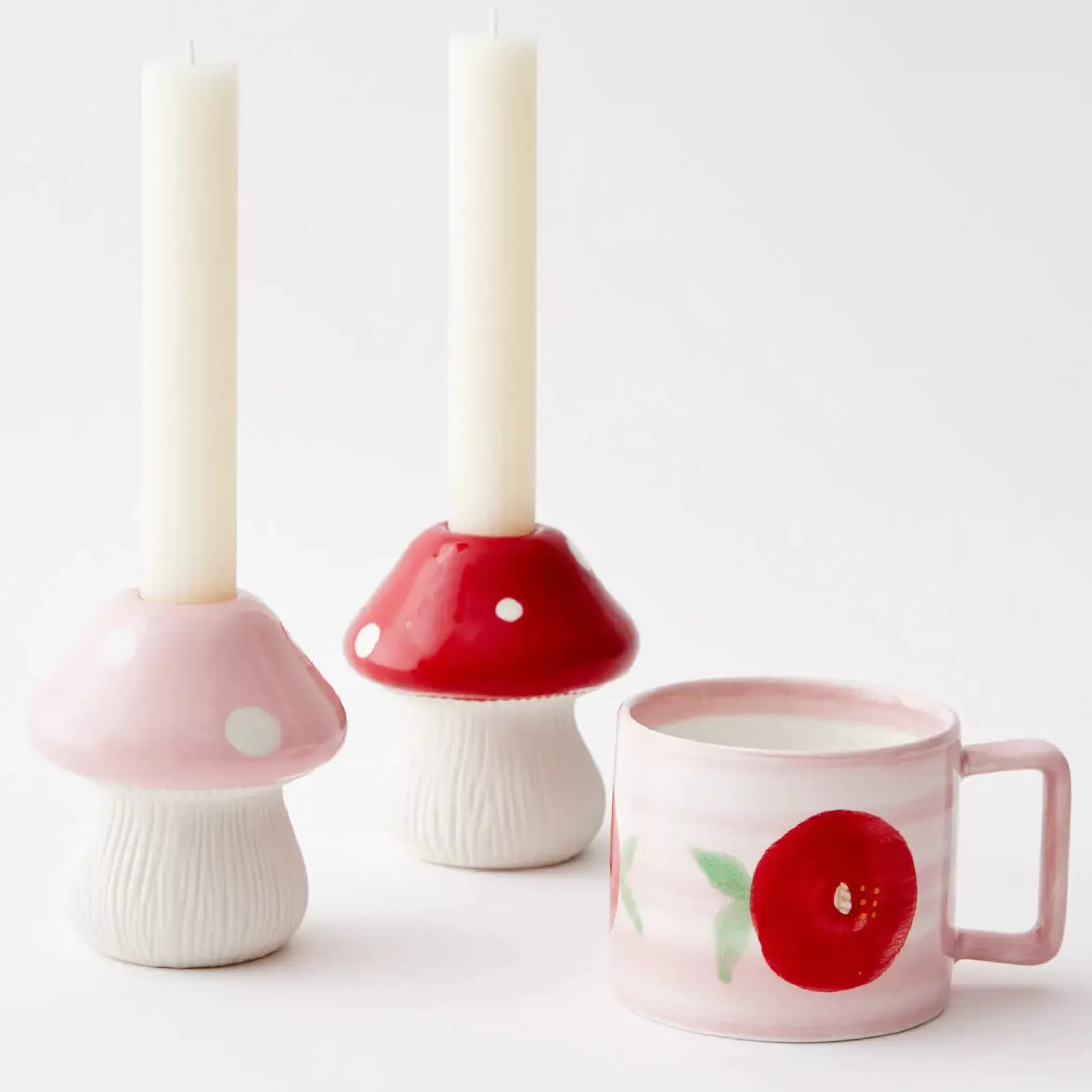 Candles & Candle Holders | GigiandTom Teeny Toadstool Ceramic Candle Holder Pink