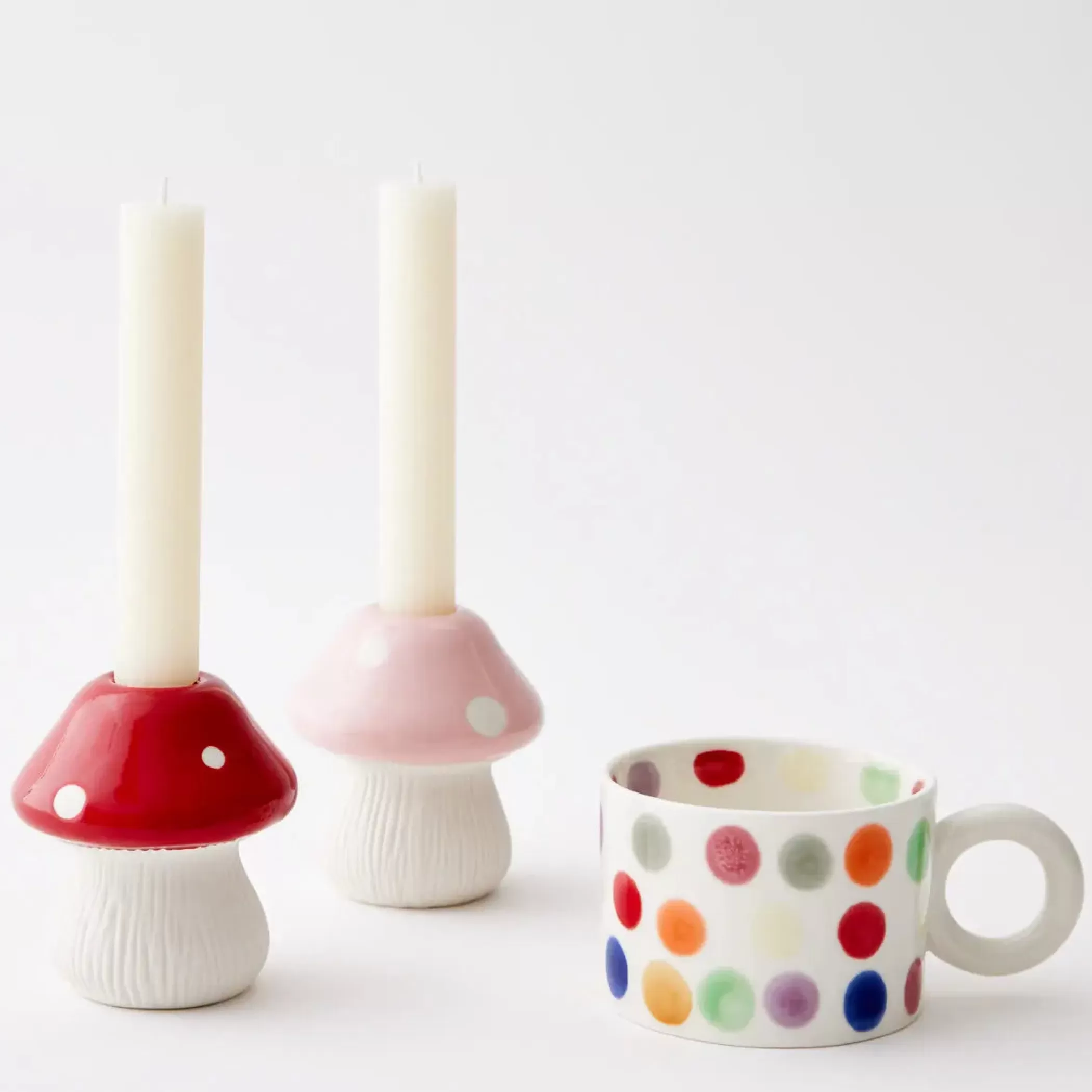 Candles & Candle Holders | GigiandTom Teeny Toadstool Ceramic Candle Holder Red