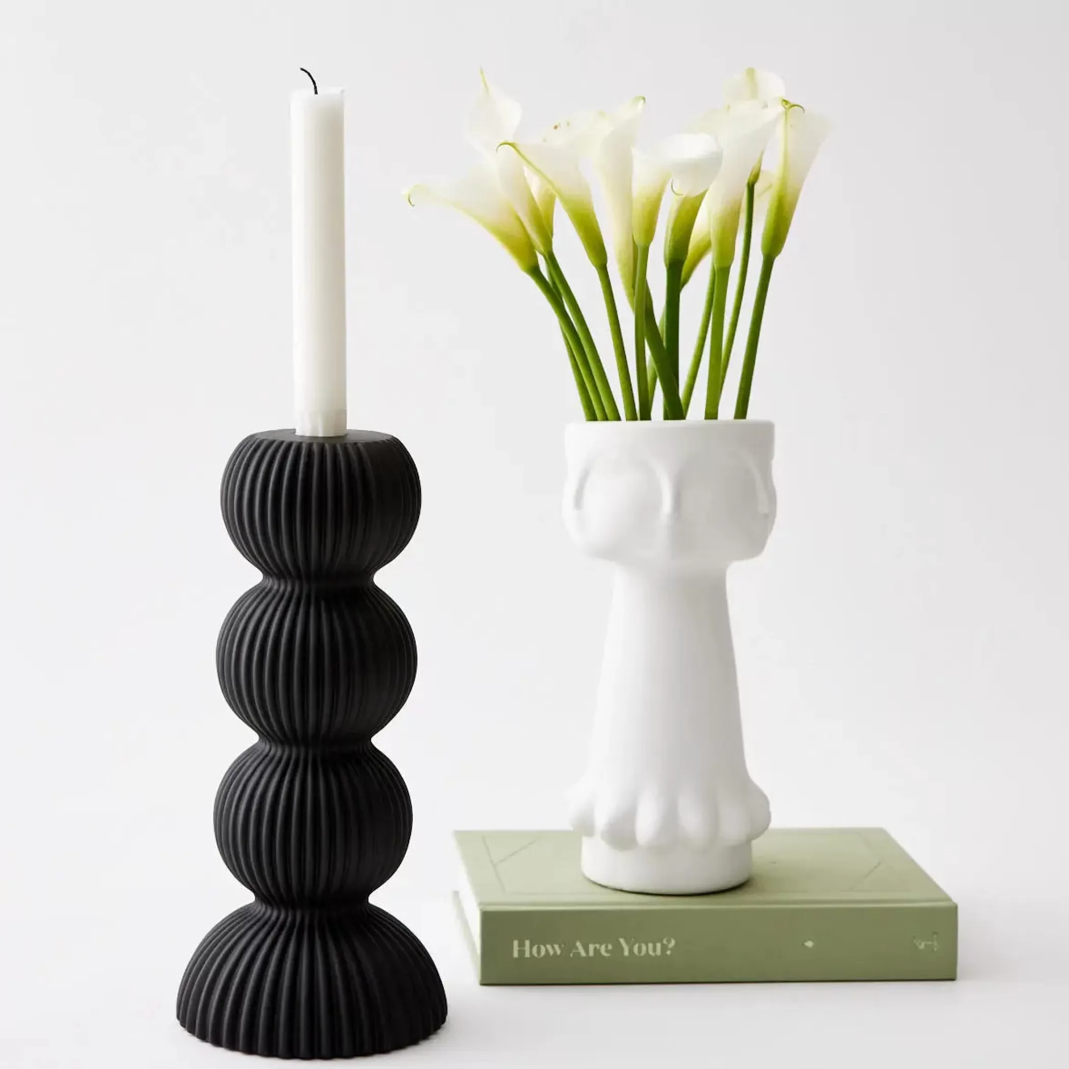 Candles & Candle Holders | GigiandTom Tower Ceramic Taper Candle Holder Black